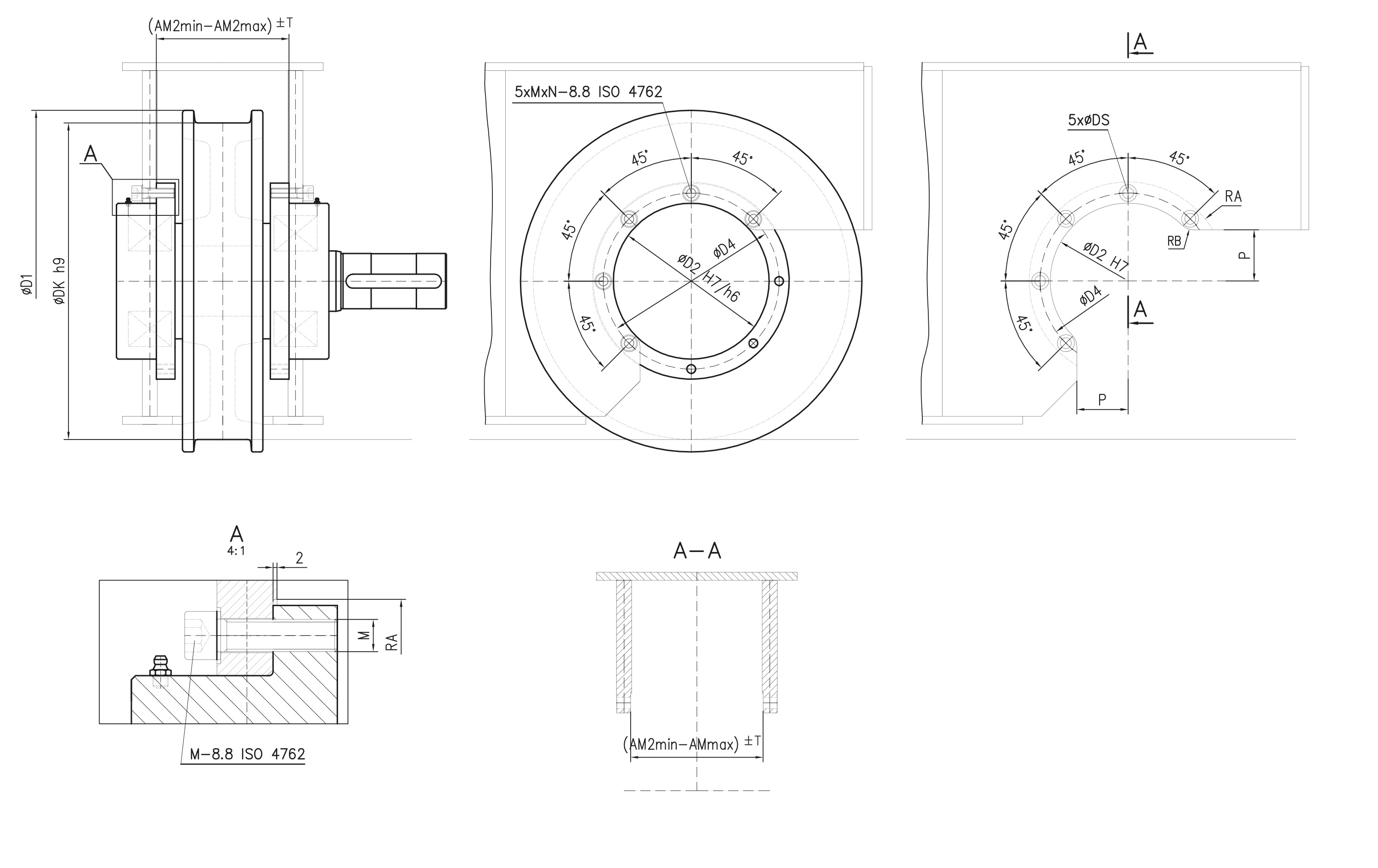 Zabudowa zestawu kołowego mocowanego od wewnątrz