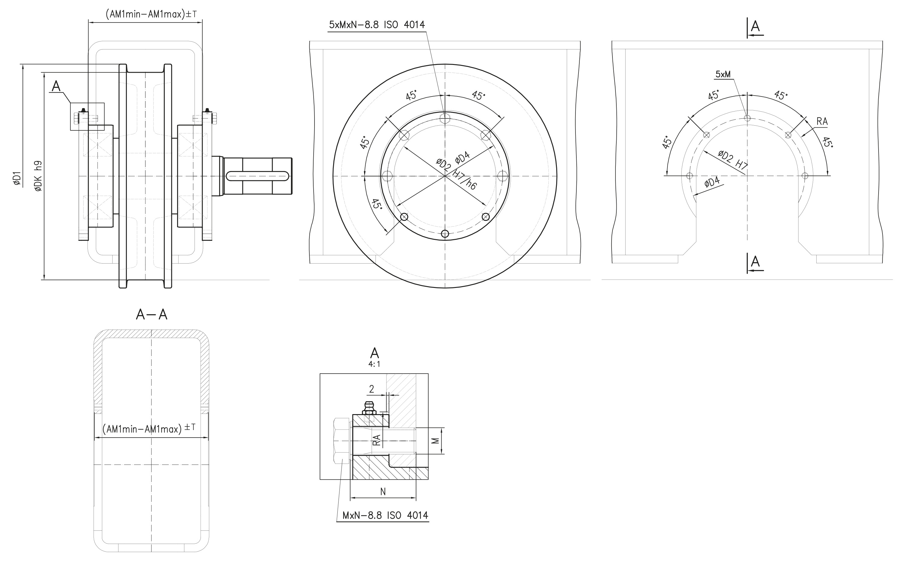 Zabudowa zestawu kołowego mocowanego od zewnątrz